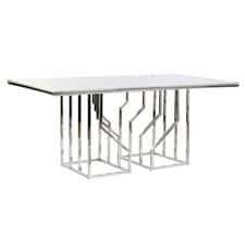 Dining Table DKD Home Decor Silver Crystal Steel (180 x 90 x 75 cm) N/A