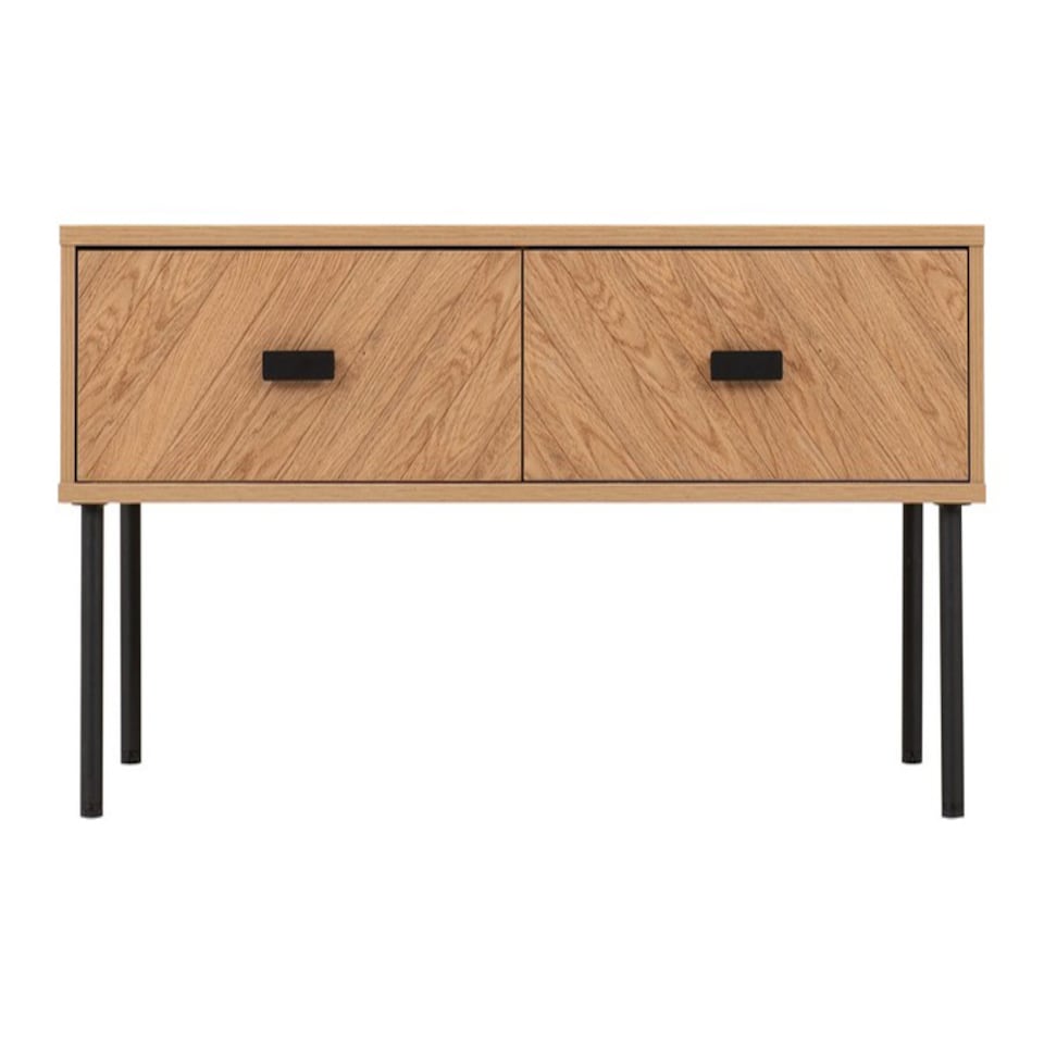 image 1 of Leon 2 Drawer Coffee Table - L49.5 x W100 x H46 cm - Medium Oak Effect | Brown