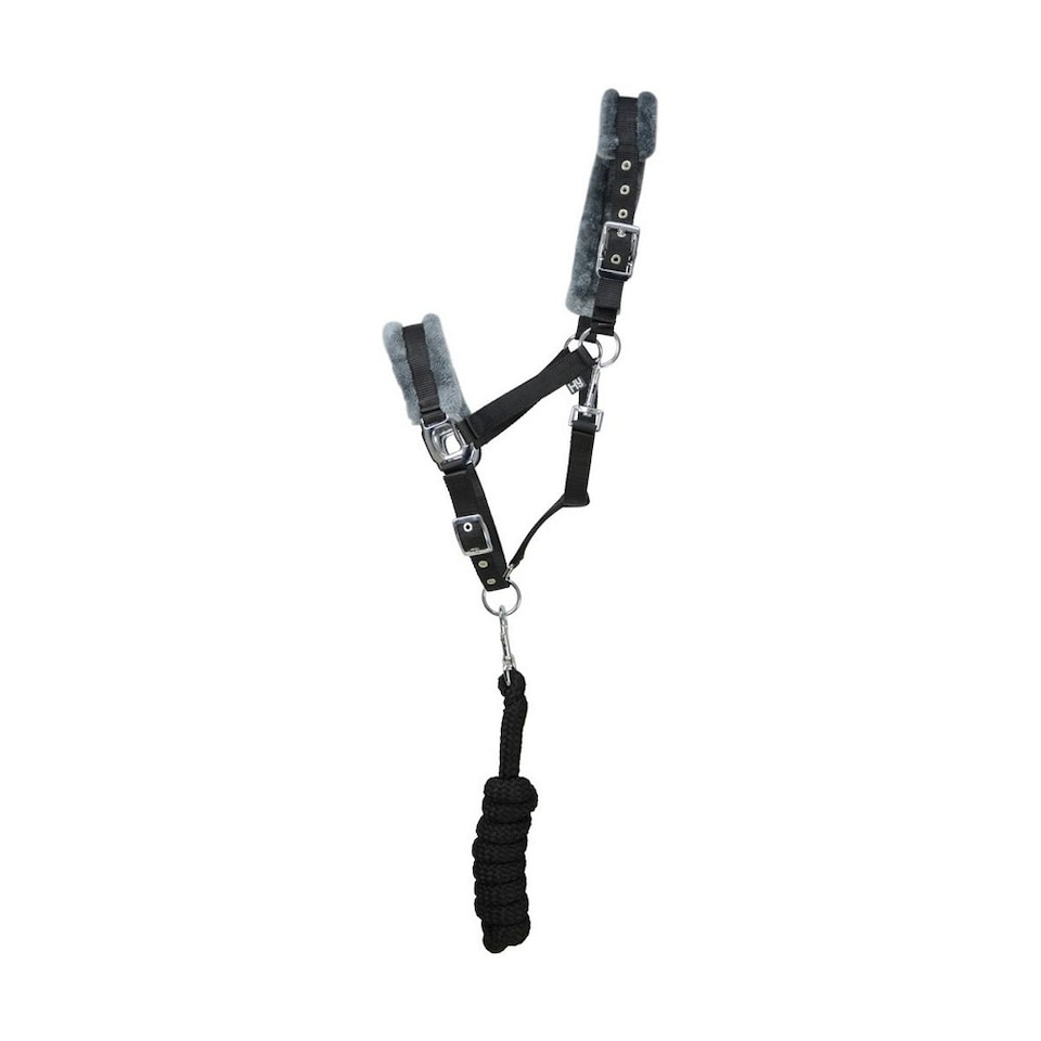 Hy Sport Active Head Collar And Rope - Black - Cob