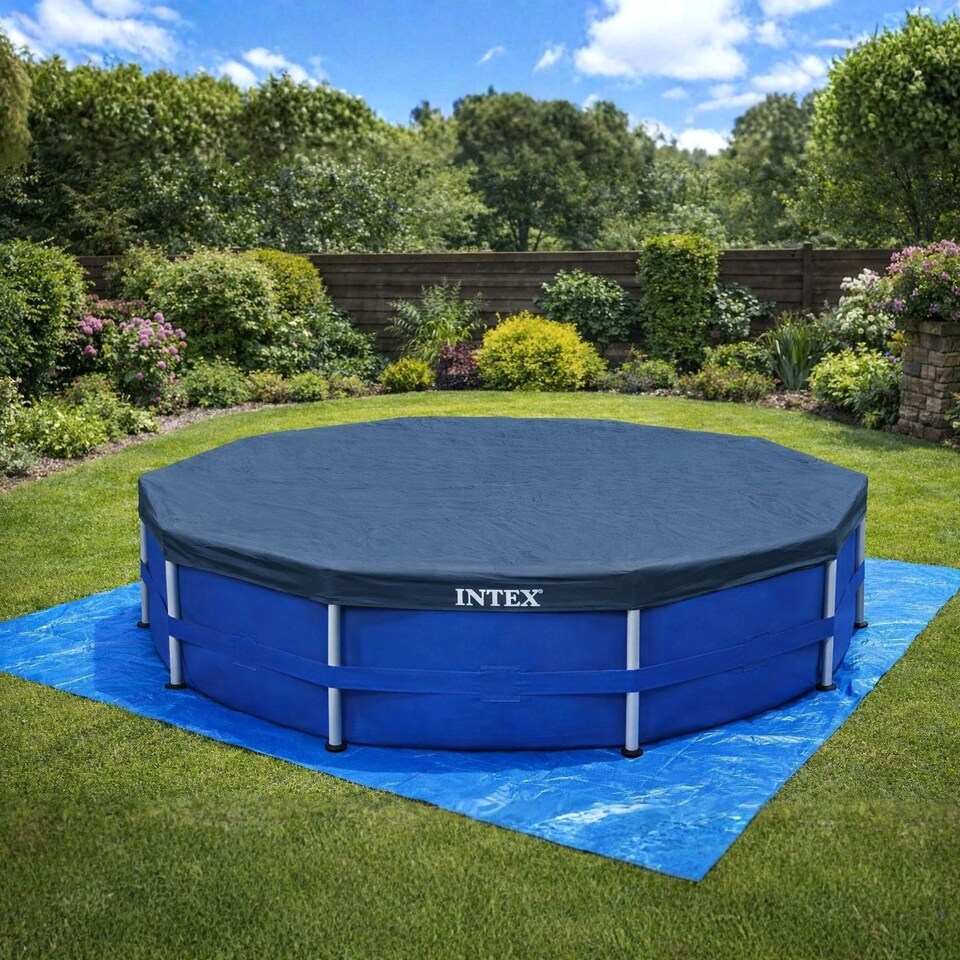 image 1 of 12ft Frame Pool Cover - Blue