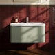 image 6 of Balterley Arch Bathroom Wall Hung 1 Drawer Vanity Unit & Polymarble Basin | Green | Satin Green