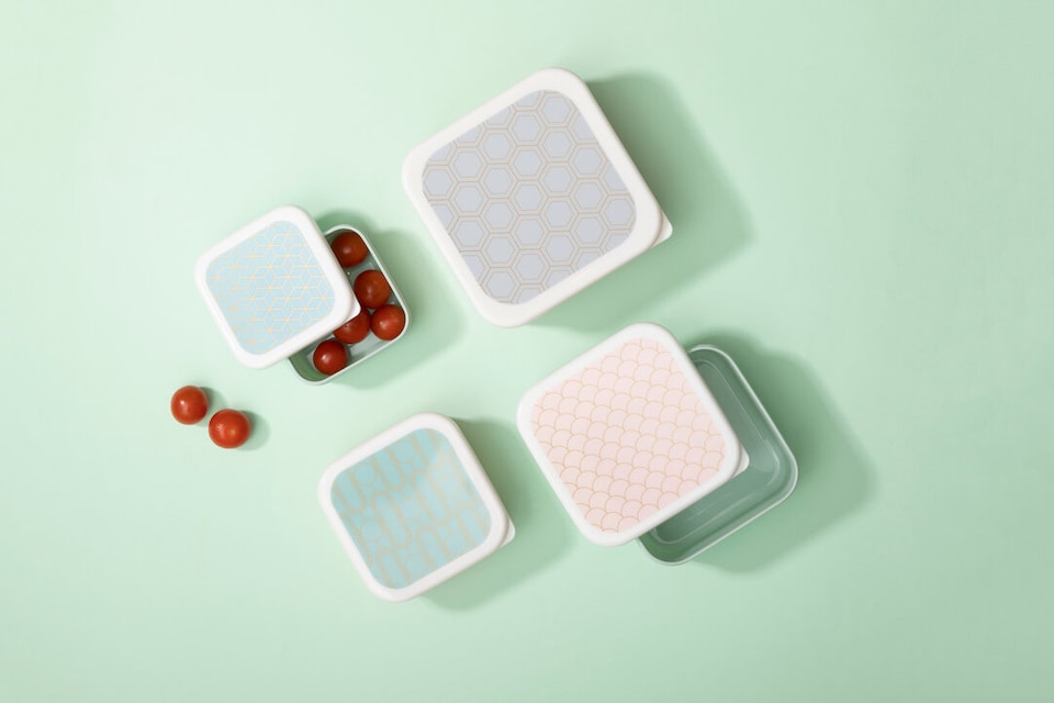 image 1 of Frosted Deco Set of 4 Snack Boxes