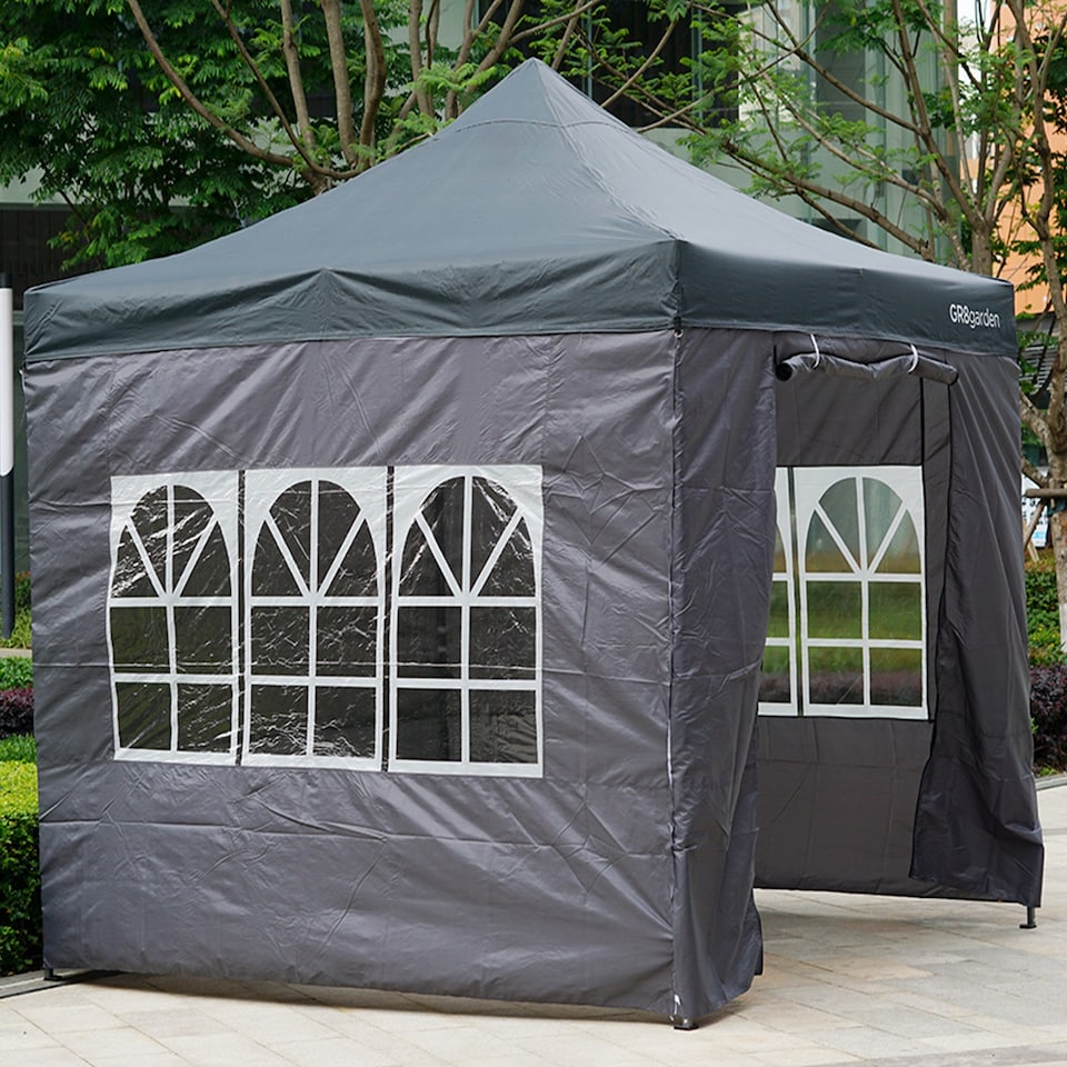 image 1 of Gr8 Garden Commercial Grade Grey Pop Up Gazebo Waterproof Heavy Duty Market Stall Tent 3x3m
