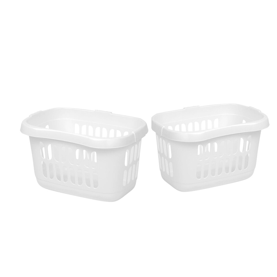 image 1 of 2 x Large Plastic Ice White Hipster Laundry Baskets For Laundry Rooms White