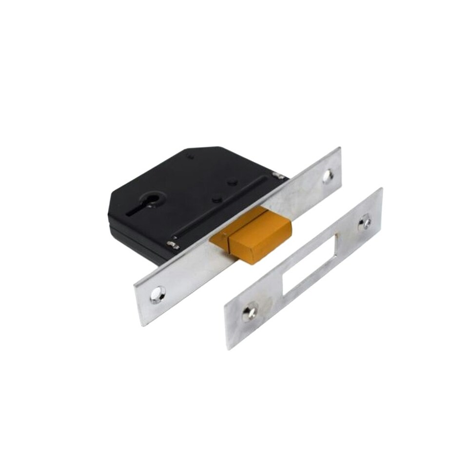 image 1 of Yale Essentials 3 Lever Chrome Deadlock - Black/Silver - One Size