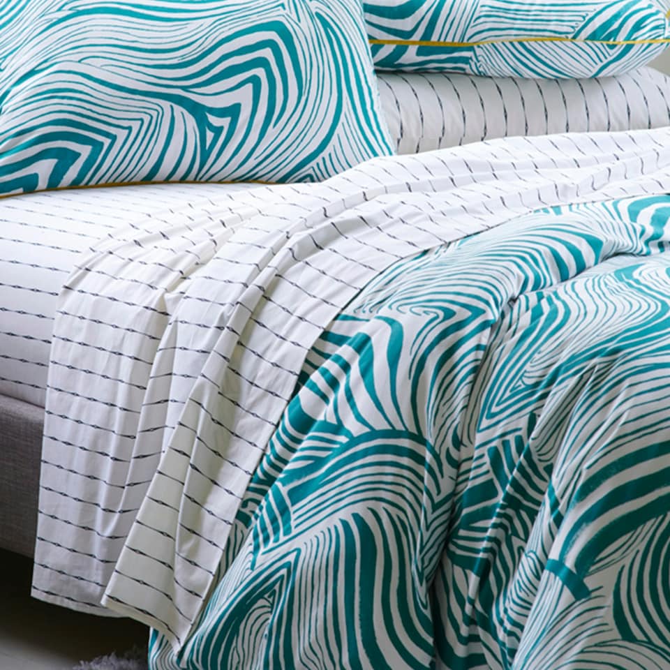 image 1 of Martex Green Zebra Marble Duvet Cover Set Green Super King Green | Super King
