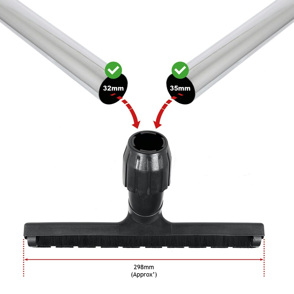 image 1 of SPARES2GO Hard Floor Slim Brush Tool Compatible with Titan 16L 20L 30L 40L Vacuum Cleaner (295mm Wide)