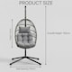 image 8 of Alivio Hanging Egg Chair with Cushion for Indoor and Outdoor Use, Swing Basket Chair for Patio, Garden, and Balcony (Grey)