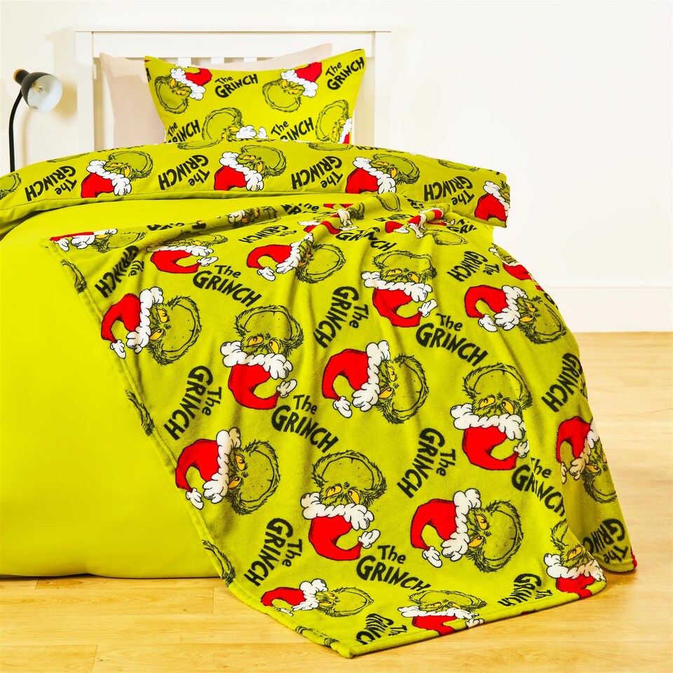 image 1 of OHS Xmas Grinch Throw Soft Coral Fleece Blanket Thermal Bedspread
