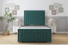 Sloomy Richmond Emerald Plush Bed Frame With 50" Upholstered Headboard 2'6 Small Single