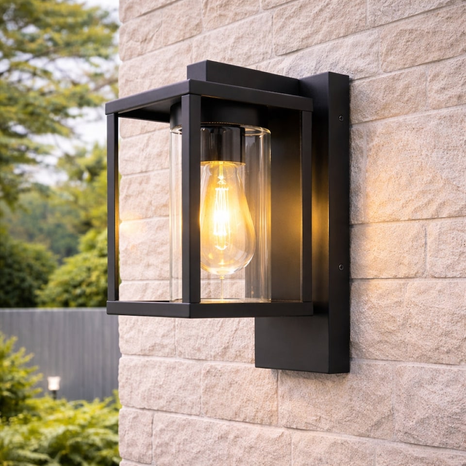 image 1 of CGC ABEL Matt Black Box Lantern Wall Light