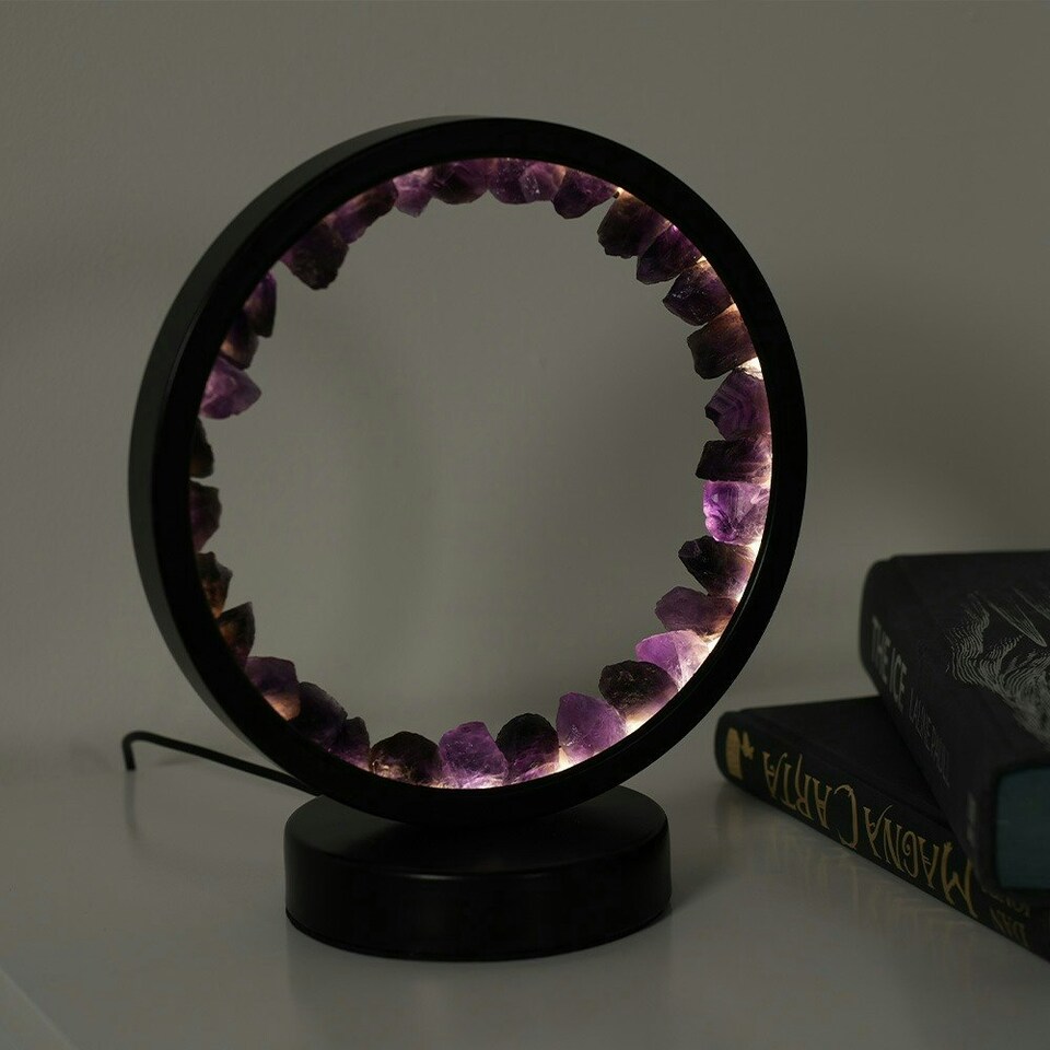 image 1 of ValueLights Crystal Gifting Matte Black Table Lamp and Integrated LED 2W Warm White 3000K Bulb