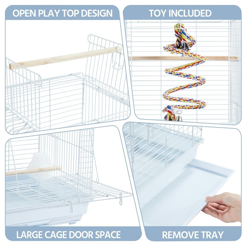 image 1 of Yaheetech 58 cm Tall Open Top Travel Bird Cage Black