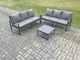image 2 of Fimous Aluminium 3 Pieces Garden Furniture Sofa Set with Cushions 6 Seater Outdoor Patio Set with Square Coffee Table Dark Grey
