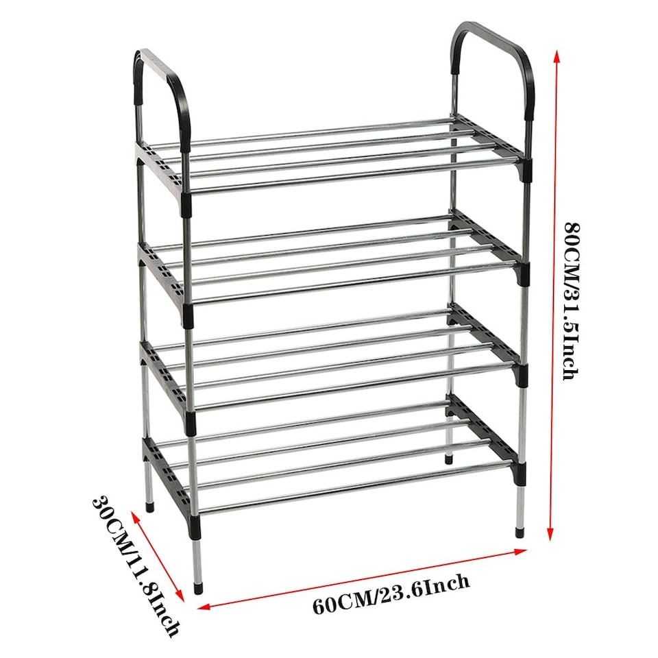 image 1 of Living and Home 4-Tier Stackable Shoe Rack Organizer