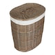 image 2 of Antique Wash White Cotton Lined Oval Willow Laundry Basket