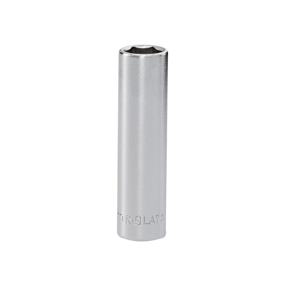 image 1 of Facom R.9LAT 6-Point Deep Socket 1/4in Drive 9mm - Chrome Vanadium Satin Finish