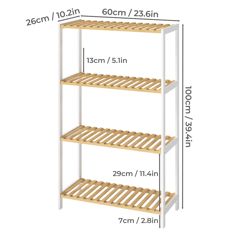 image 1 of Levede Bamboo Storage Shelf 4-Tier Shelving Unit