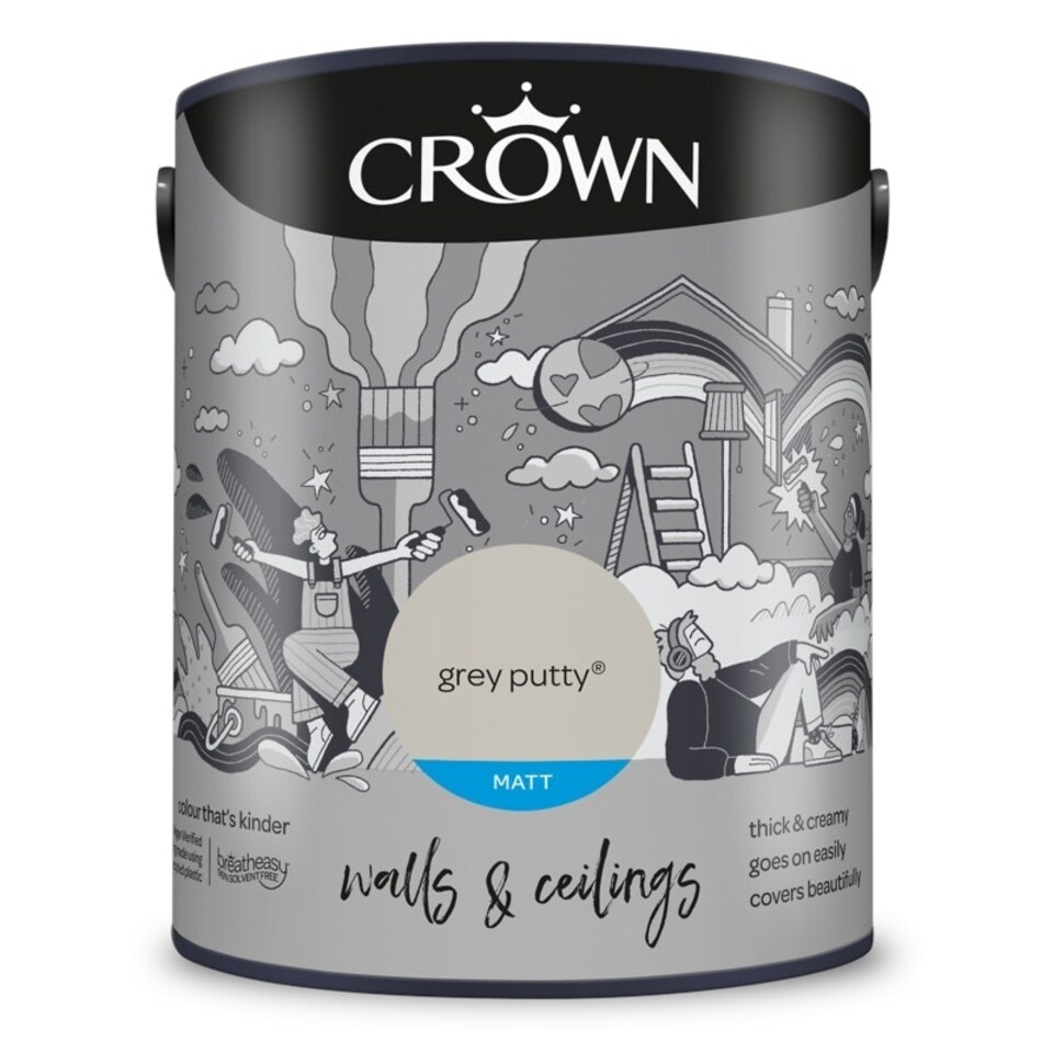 image 1 of Crown Matt Emulsion Grey Putty 5L