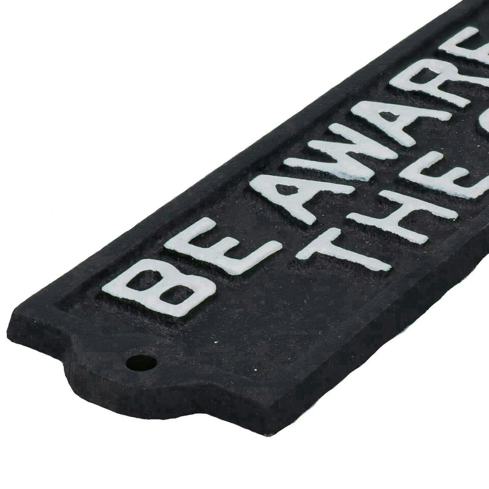 image 1 of Be Aware Of The Cat Sign Plaque Cast Iron Garden House Wall Fence Gate Door