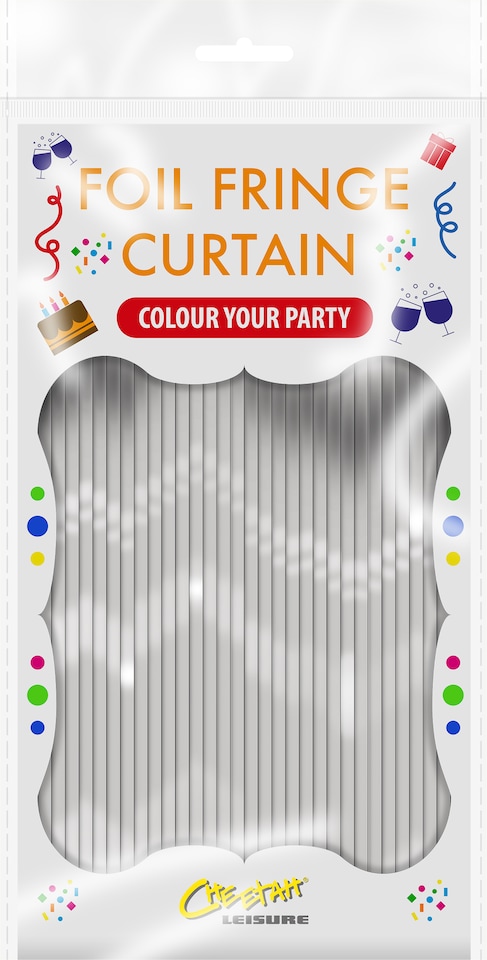 image 1 of Metallic Tinsel Curtain, 2.5M x 1M Silver