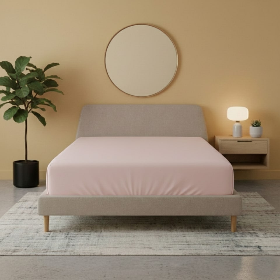 image 1 of Flannelette Fitted Sheet Soft Brushed Cotton Bedding Warmth Comfort | Pink | Single