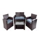 image 1 of Dark Brown Rattan Sofa 1 Sofa, 2 Chairs, 1 Table Multi