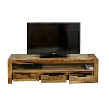 Valor Mango Wooden Large TV Stand With 3 Drawers Brown
