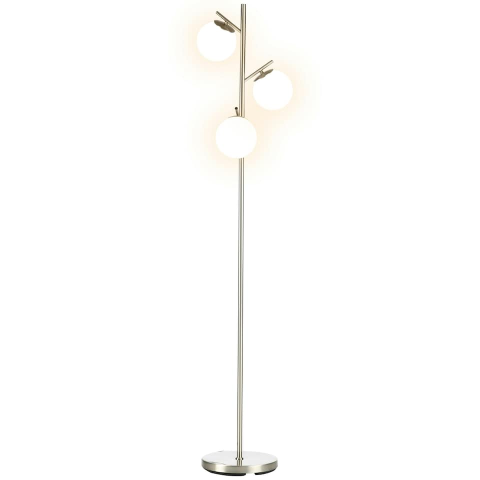 image 1 of HOMCOM Modern Tree Floor Lamp with 3 Light, for Living Room Bedroom, Silver