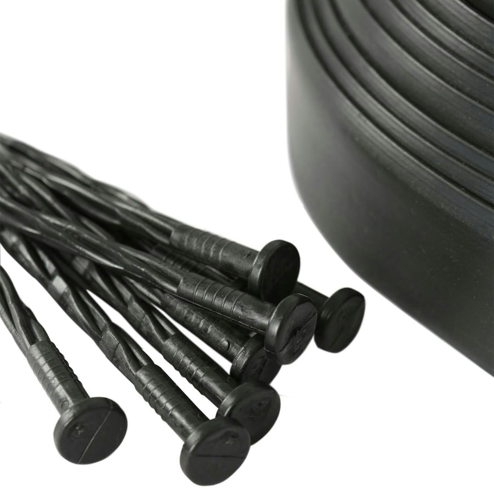 image 1 of Harbour Housewares Flexible Plastic Lawn & Path Edging - 20m x 4cm - Black Black