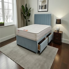 SKY Plush Bed Set With Mattress, 2 Drawers Same Side & 24"Headboard