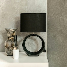 ValueLights Tia Matte Black Oval Table Lamp with Black Lamp Shade