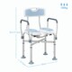 image 3 of HOMCOM Padded Bath Chair with Slotted Seat and Adjustable Height, Light Blue