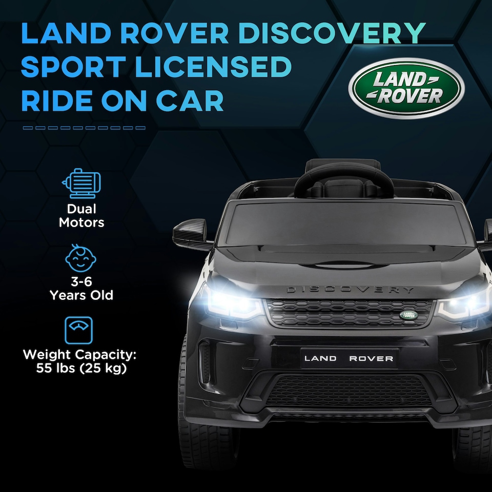 image 1 of AIYAPLAY Licensed Land Rover, Kids Electric Car w/ Remote, Music, Black