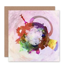Little World City Skyline Kiev Ukraine Art Card