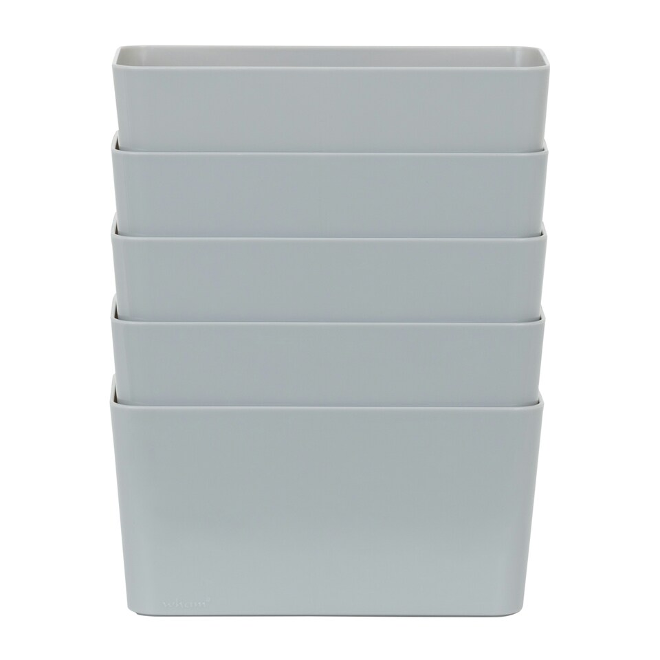 image 1 of Wham Studio 5 x 1.4L Deep Rectangular Plastic Storage Baskets Ice White Grey