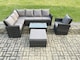 image 2 of Fimous 8 Seater Rattan Garden Furniture Corner Sofa Set Outdoor Patio Sofa Chair Table Set with Rectangular Coffee Table Dark Grey Mixed