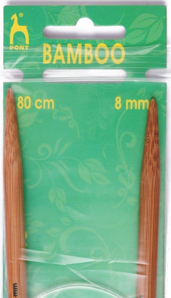 Pony Bamboo Circular Needles 8mm x 80cm for Knitting - each