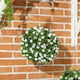 image 8 of HOMCOM Set of 2 Decorative Artificial Plants, UV-protected Artificial Plant Topiary Rose Balls, Fake Plants for Home Indoor outdoor Decor, 28cm, White