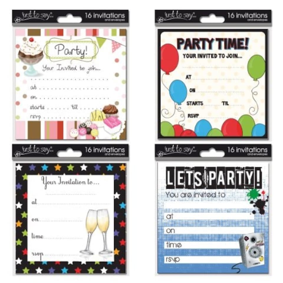 image 1 of Pack of 16 Invitation Cards - Assorted Designs
