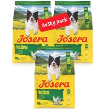 Josera Adult Festival complete dog food | For fussy dogs | Feed dry or wet for delicious gravy | Chicken & Salmon | All breed sizes | 3x3kg