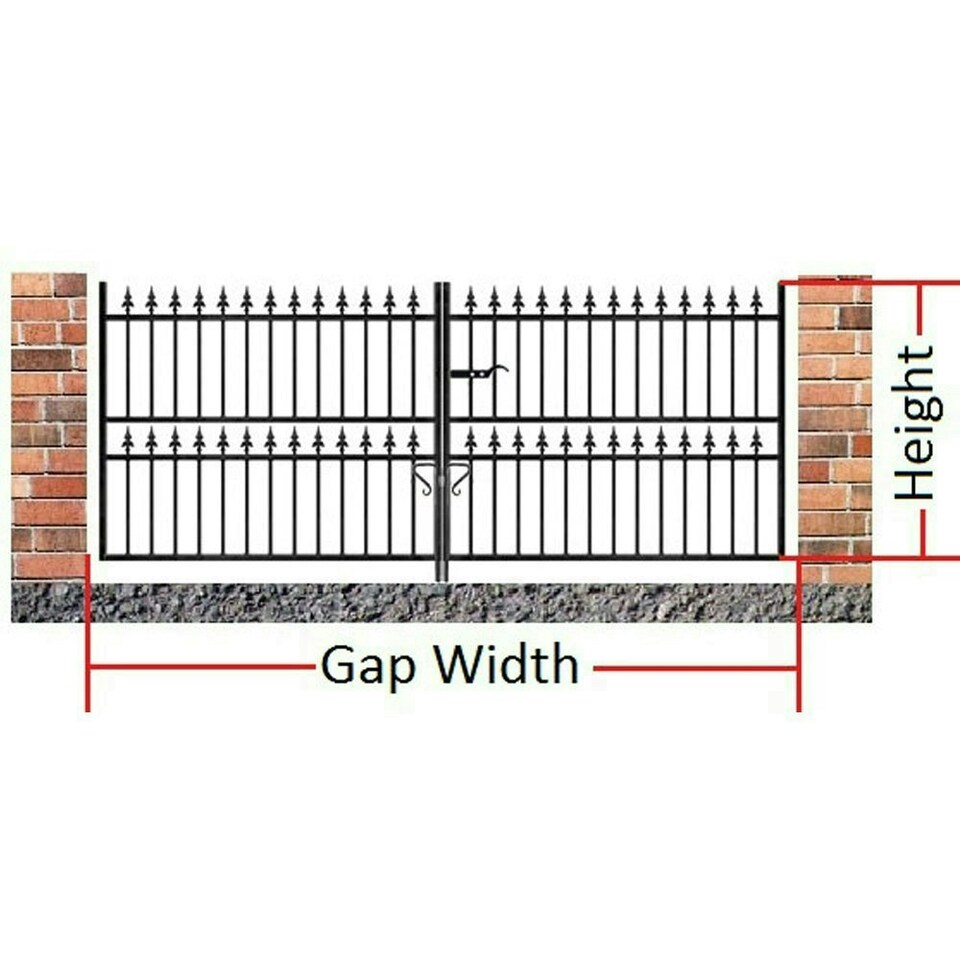 image 1 of Corfe Premium Range Spear Top Low Double Gate - Steel - Fits Gap of 3658 mm x 1168 mm High - Electro Galv./Black Powder Coated Black