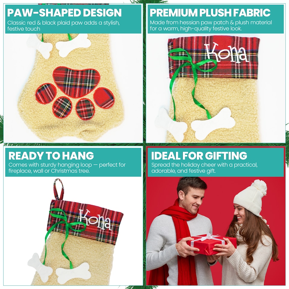 image 1 of Trimming Shop WedDecor Dog Paw Hessian Christmas Stocking for Gifts