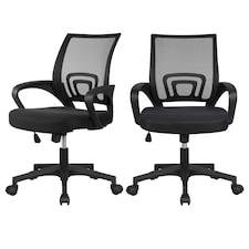 Yaheetech Set of 2 Adjustable Computer Chair w/ Lumbar Support Black | Black