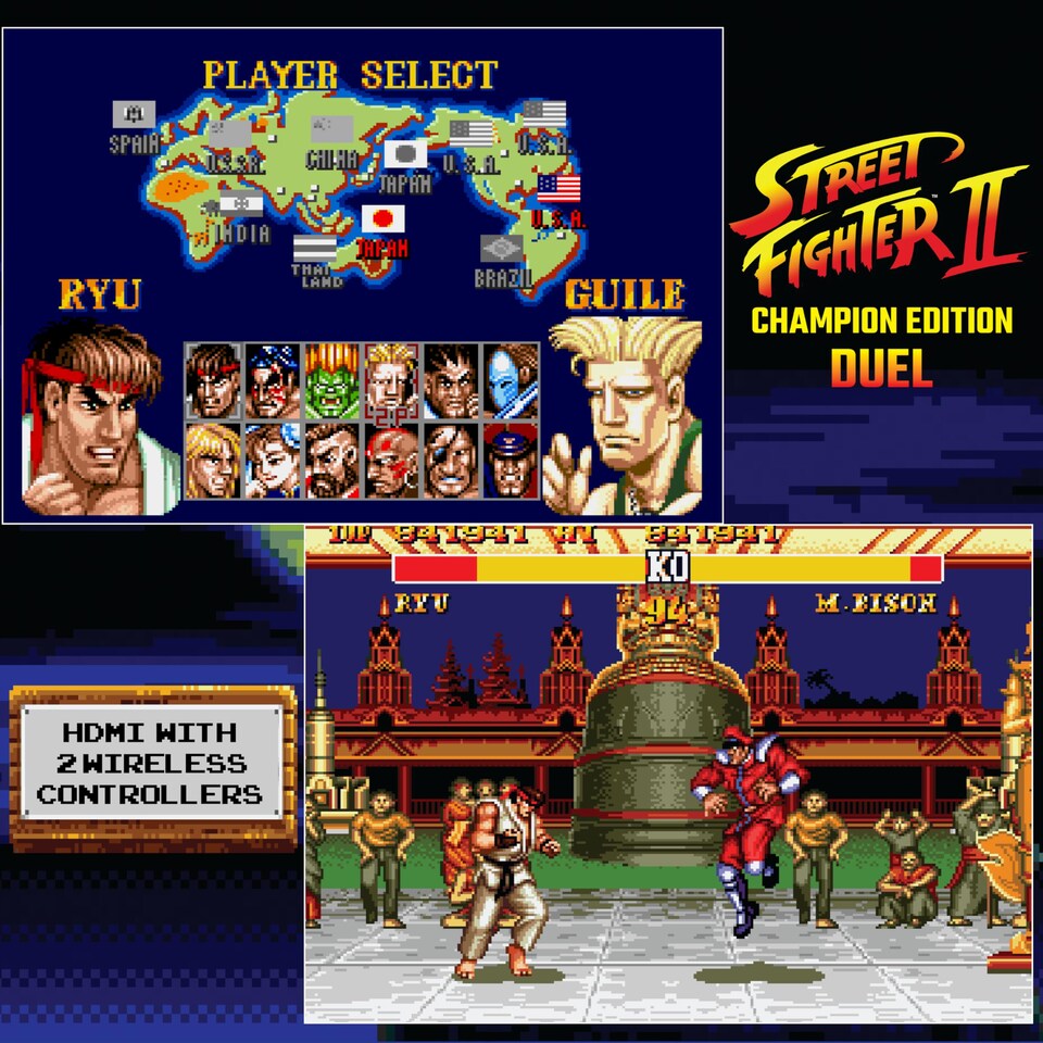 image 1 of Street Fighter II Duel Plug & Play TV Game with Wireless Controllers