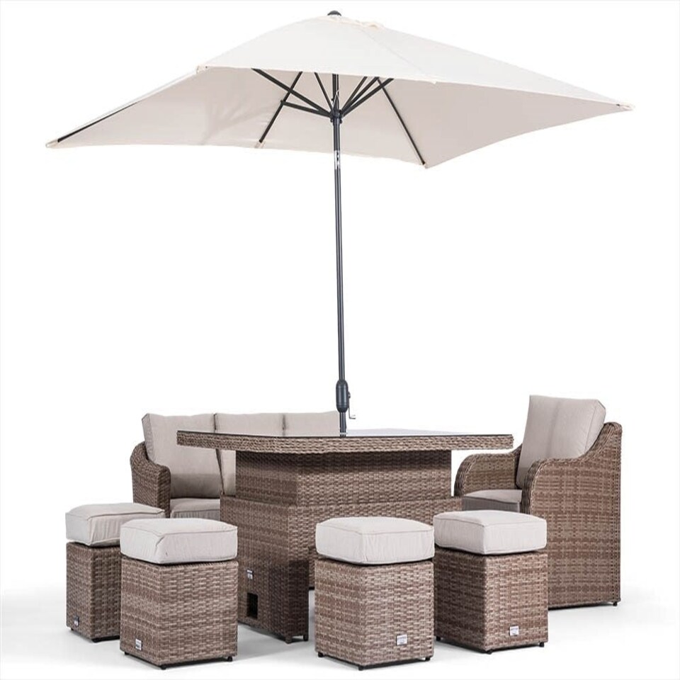 image 1 of Primrose Living Classic Rattan 8 Seater Sofa Set with Rising Table in Natural