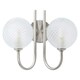 image 2 of ValueLights Elle Twin Brushed Chrome Wall Light Textured Glass Shade IP44 Bathroom - Bulbs Included | Silver