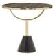 image 1 of Oria Black Glass Black Marble Base Side Table Gold