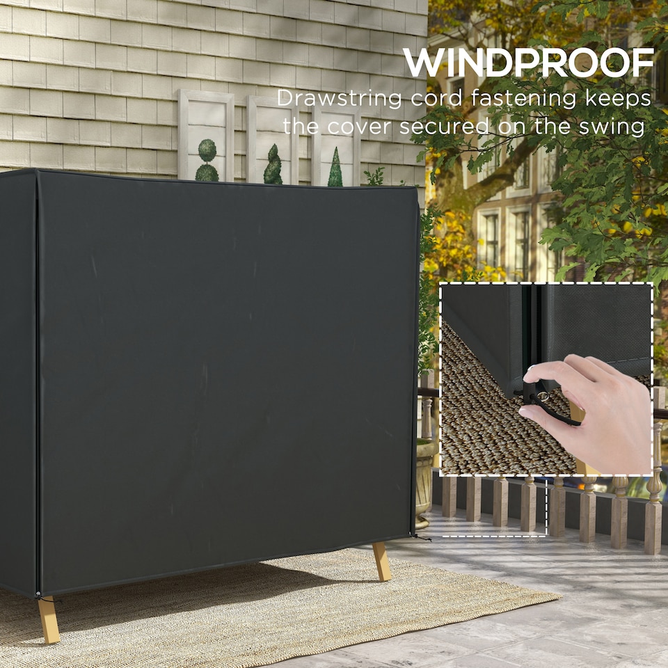image 1 of Outsunny 3 Seater Garden Swing Cover, Windproof and Anti-UV | Black | Black | 220L x 125W x 172Hcm