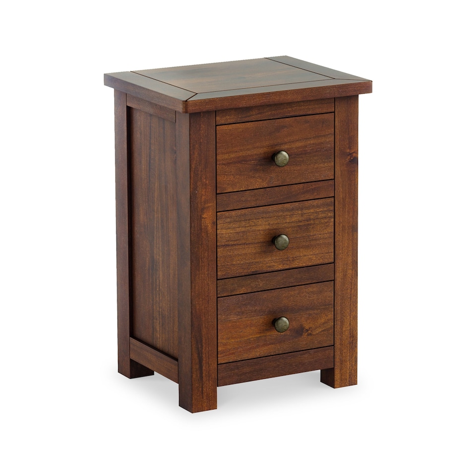 image 1 of Duchy Acacia 3 Drawer Brown Bedside Table - Fully Assembled By Roseland Furniture